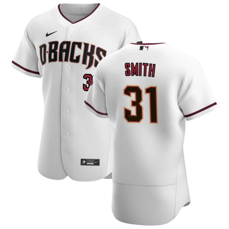 Arizona Diamondbacks 31 Caleb Smith Men Nike White Crimson Authentic Home Team MLB Jersey